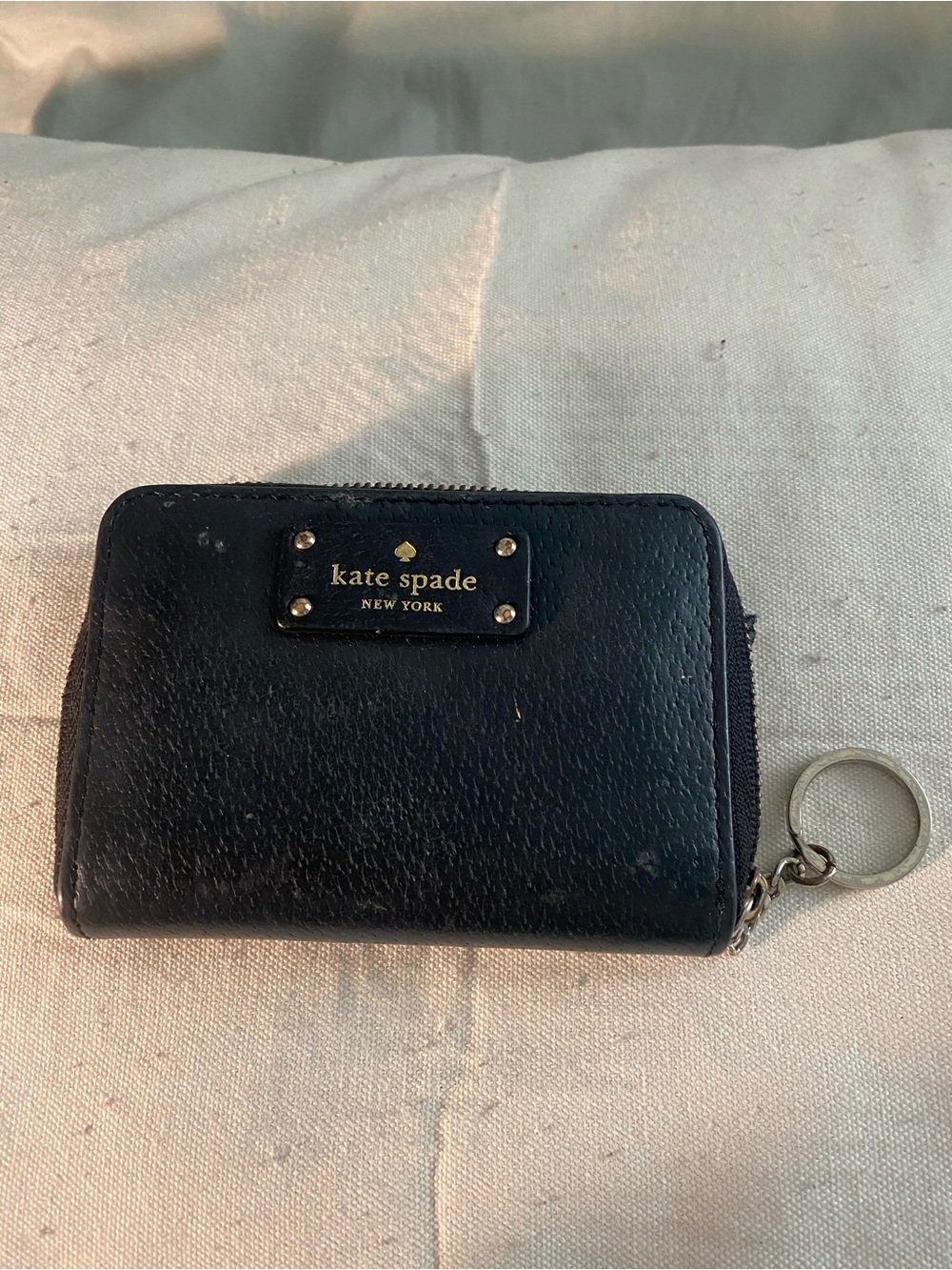 kate spade black pebble leather zip wallet